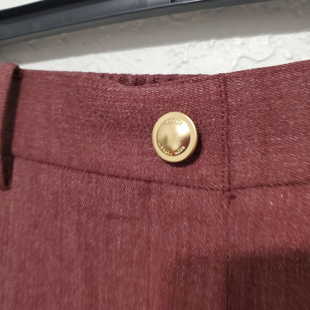 Michael Kors Women's High Rise Merlot Trousers Size Large NWT